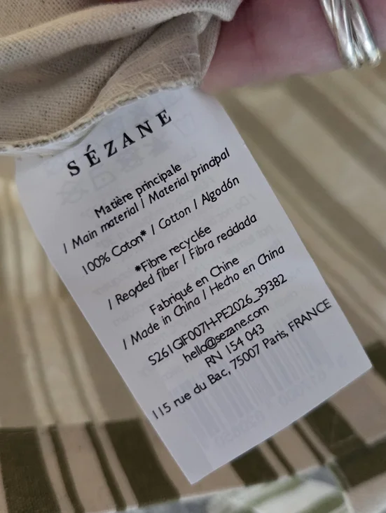 NWOT Green Striped Sézane Tote Bag - Picture 10 of 10